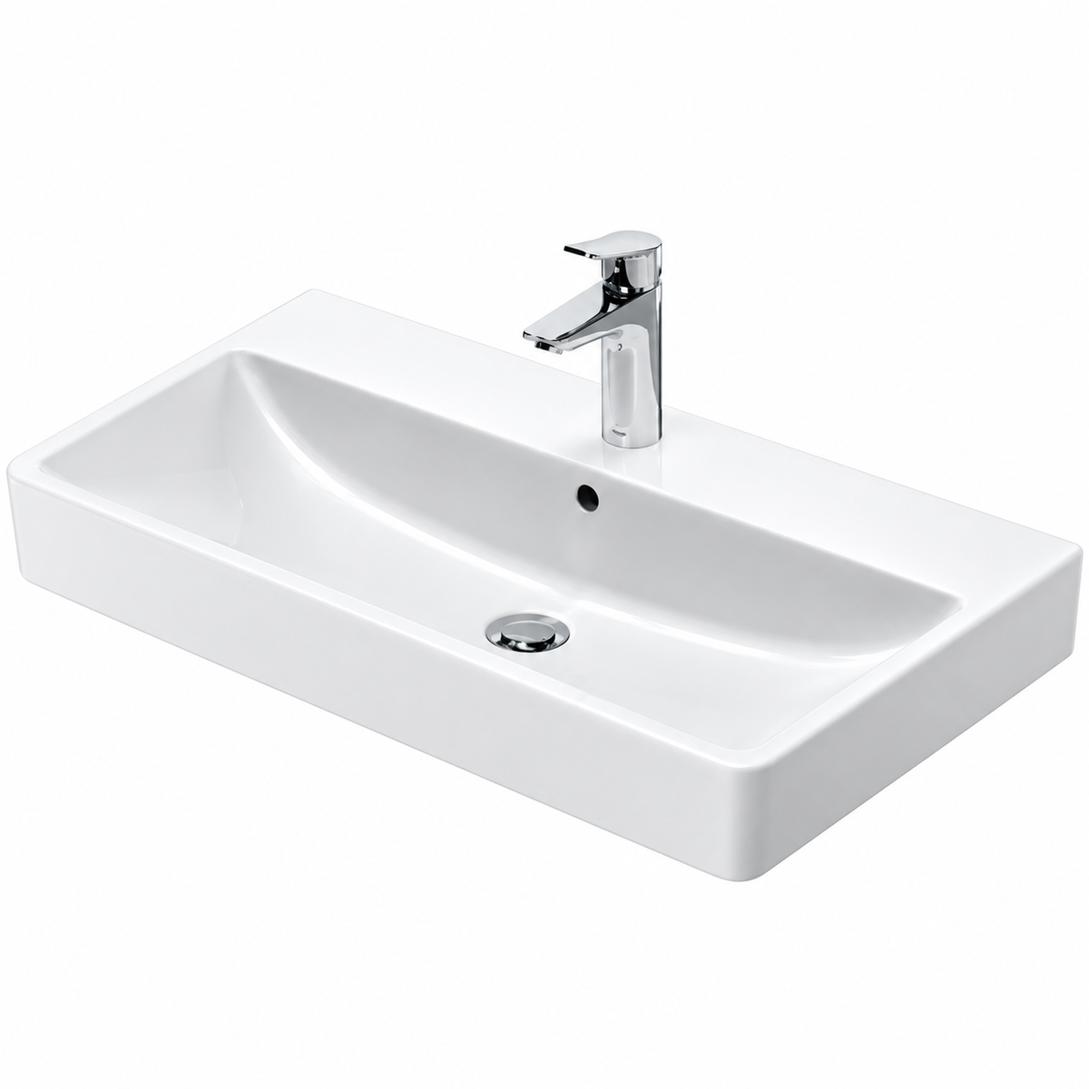 Lavabo DURAVIT No. 1 blanc brillant 80 × 46 cm pour meuble, cuve et trou de robinetterie centraux
