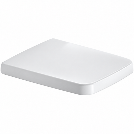 Abattant WC DURAVIT PuraVida blanc brillant Duroplast avec fermeture amortie et charnières inox.
