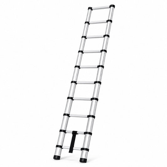 Échelle télescopique simple aluminium 2,60 m, rendu illustratif sur fond blanc, format carré