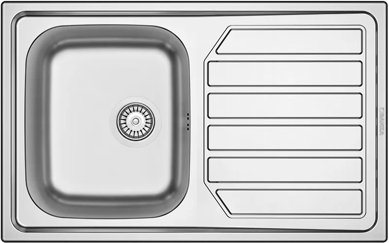Evier Inox Apparent 80x50 cm - 1 Cuve + Égouttoir | Banka Sinks - SQES