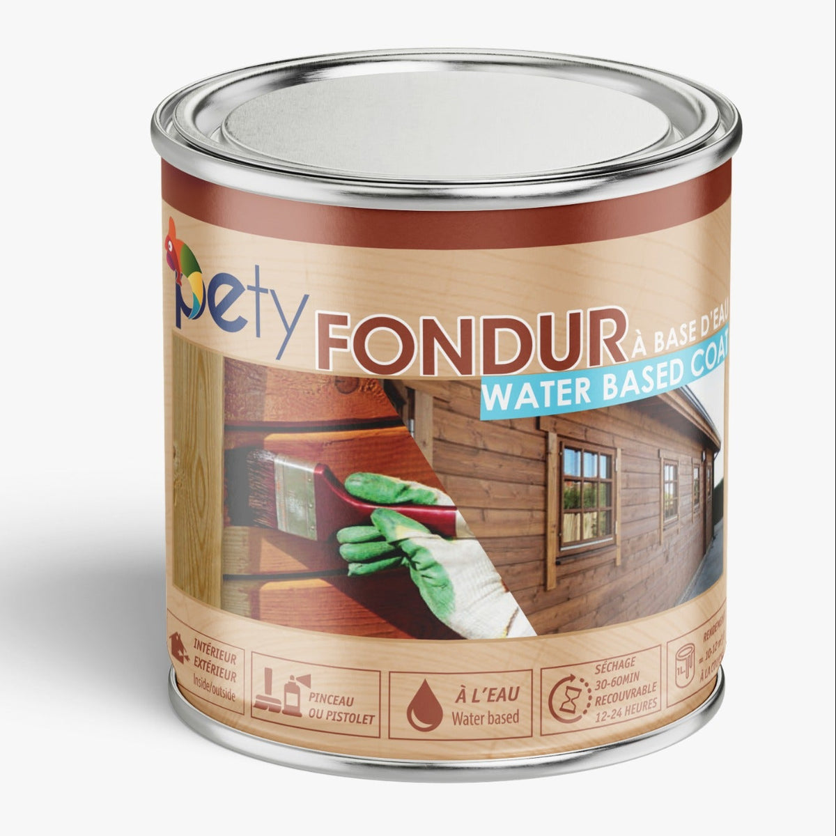 Fondur PETY 750ml – fond dur base eau pour bois, scelle les pores, renforce adhérence lasure et vernis, formule écologique faible COV
