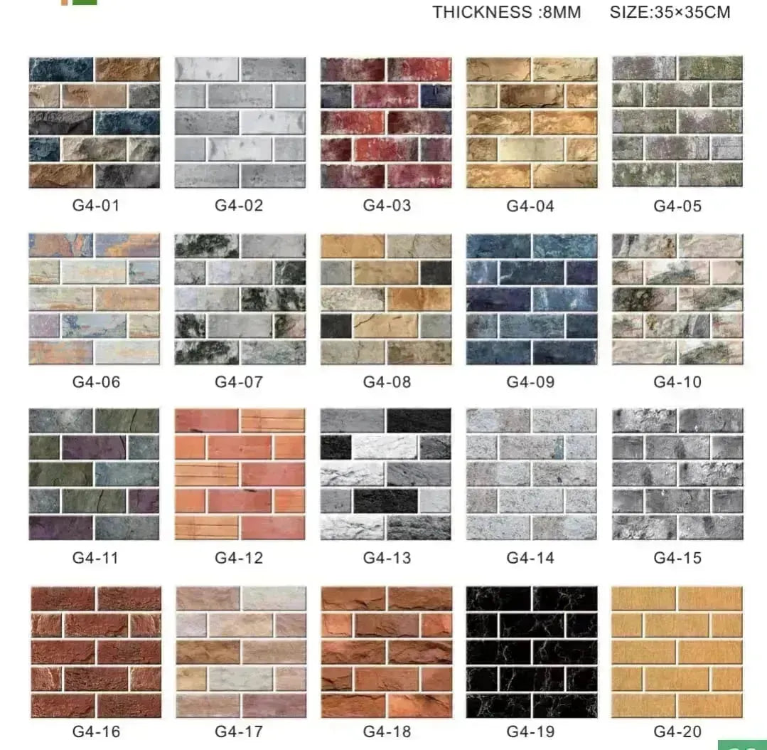 Lot de 10 Panneaux Mural Adhésif - Imitation pierre naturelle 3D - 35*35*0.8 cm (N°08) - SQES