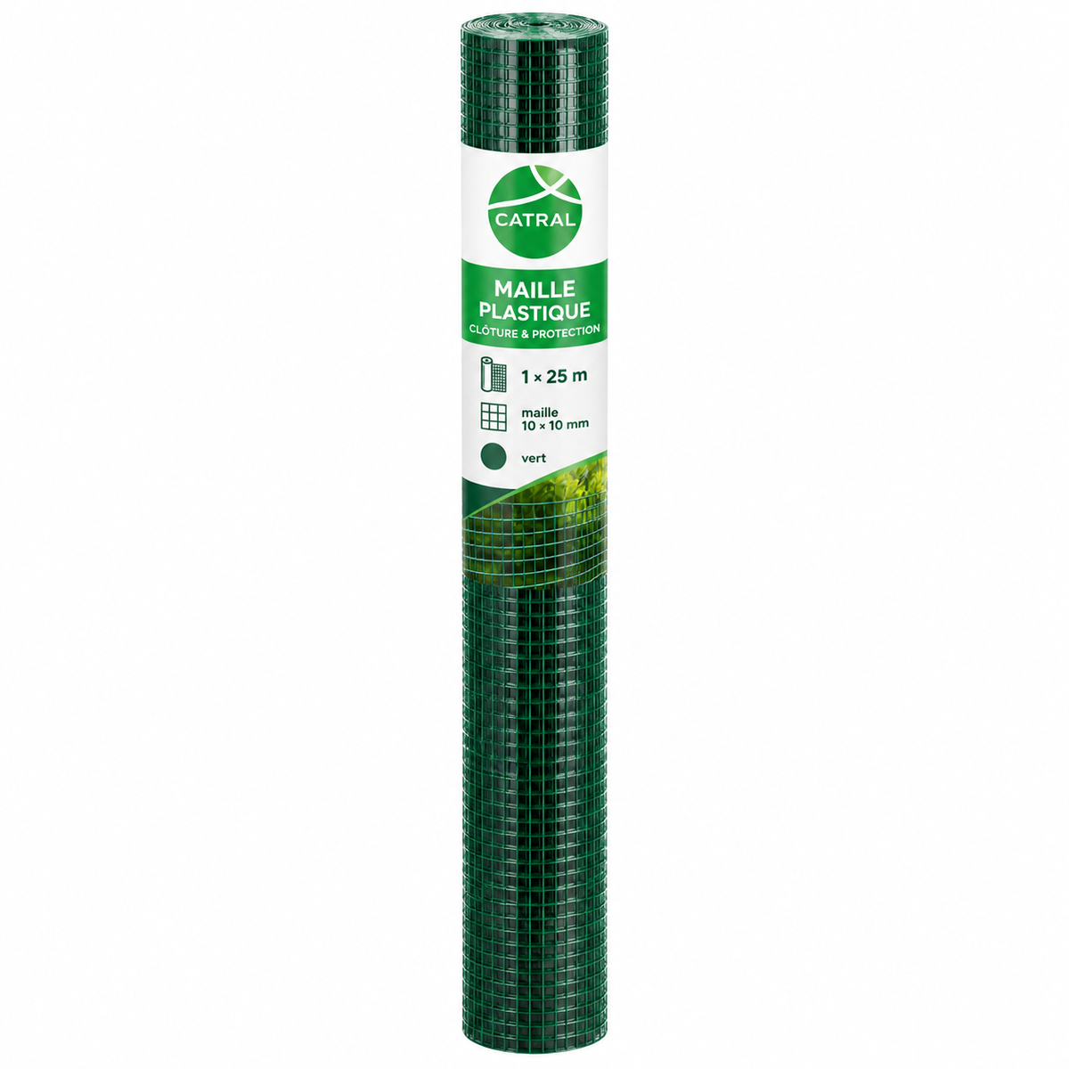 Grillage plastique carré CATRAL en rouleau 1 × 25 m, maille 10 × 10 mm. Disponible en vert pour vos aménagements de jardin sur SQES.tn.