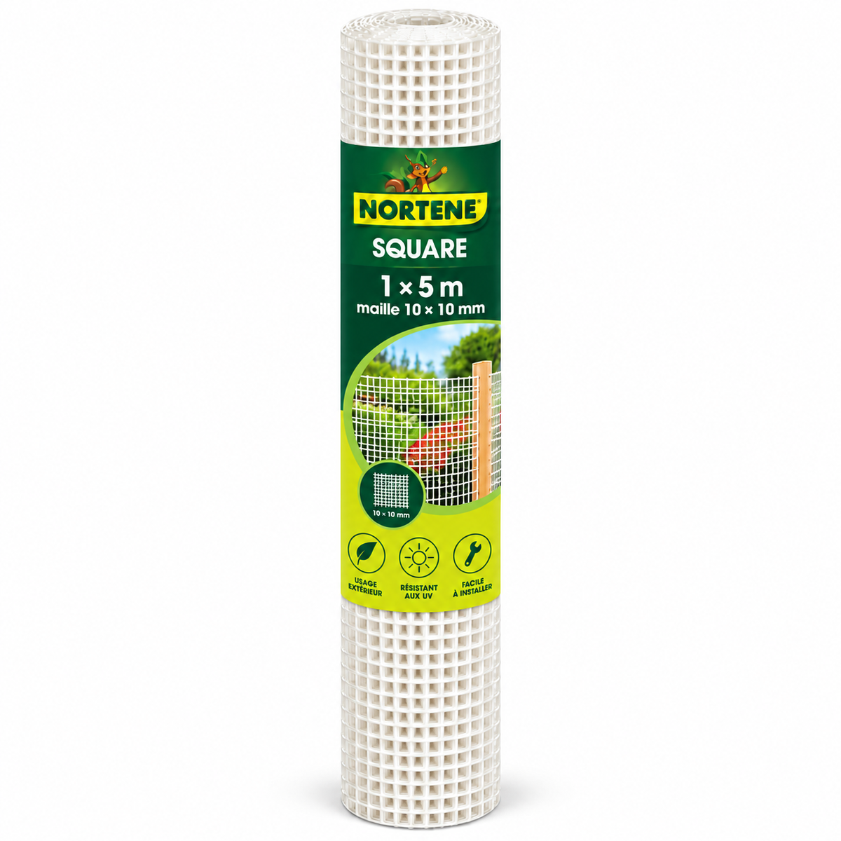 Grillage plastique NORTENE SQUARE en PEHD, rouleau 1 × 5 m, maille 10 × 10 mm, blanc . Pour vos aménagements de jardin sur SQES.tn.