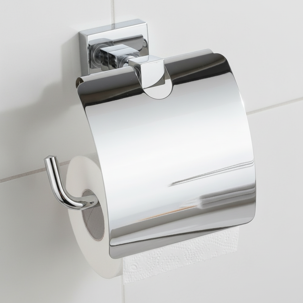 Porte Papier Toilette Chrome Camero MIA avec Couvercle