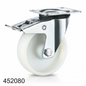 Roue nylon industriel pivotante avec plaque et frein 80mm blanc 452080 - photo professionnelle