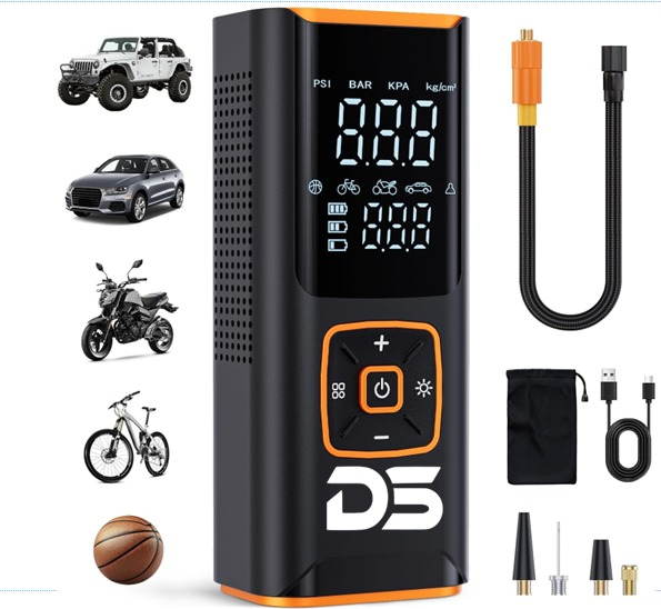 Compresseur Air Portable 180 PSI - Gonfleur Pneu Sans Fil - 50W