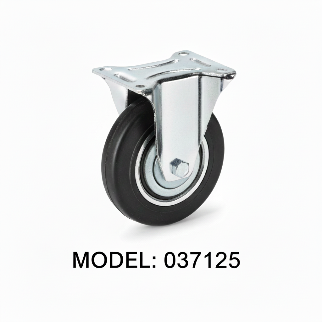 Roue caoutchouc industriel fixe 125mm noir 037125 - photo professionnelle