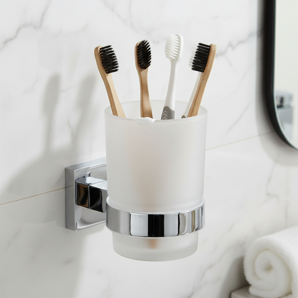 Porte Brosses à Dents Chrome Camero MIA avec Verre