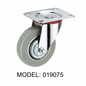 Roue caoutchouc industriel pivotante avec plaque 75mm gris 019075 - photo professionnelle