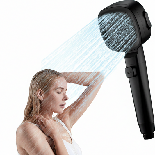 Pommeau de Douche Haute Pression Filtré 3 Modes Noir