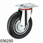 Roue caoutchouc industriel pivotante avec plaque 250mm noir 036250 - photo professionnelle