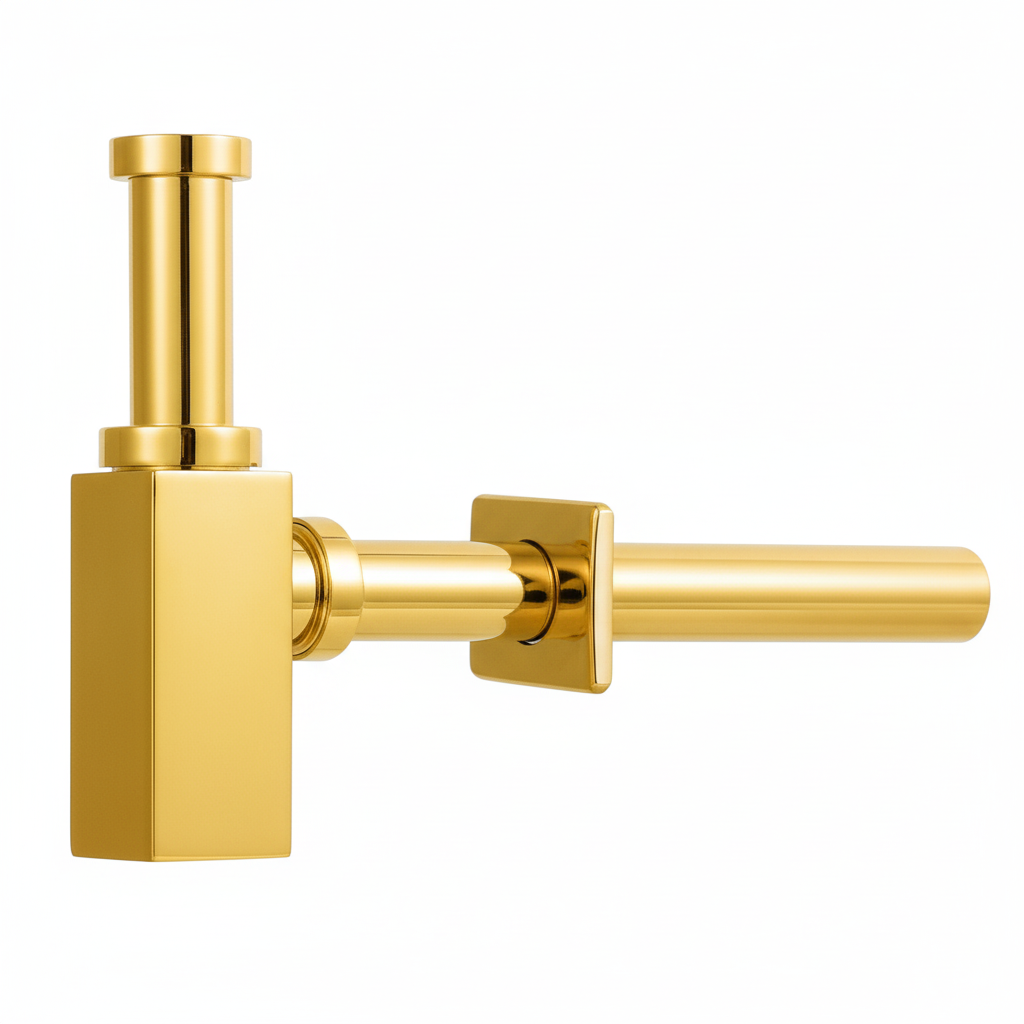 Siphon Lavabo Laiton Carré Doré 3020 Fabia - Design luxueux pour salle de bain