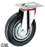 ROUE CAOUTCHOUC INDUSTRIEL PIVOTANTE+PLAQUE 75 NOIR 036075
