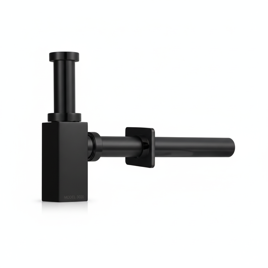 Siphon Lavabo Laiton Carré Noir 3020 Fabia - Design moderne pour salle de bain