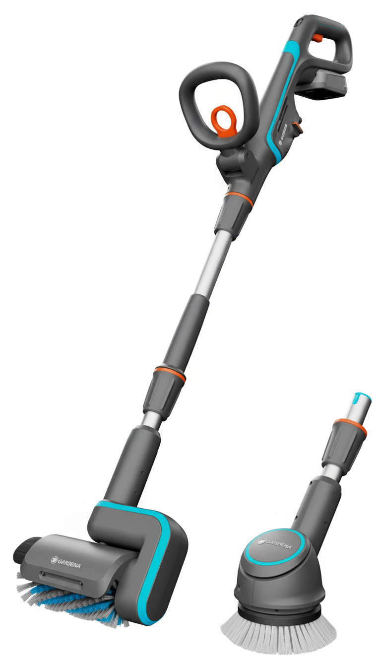 Nettoyeur de Terrasse GARDENA AquaBrush 18V P4A - Sans Fil - Batterie 2,5Ah