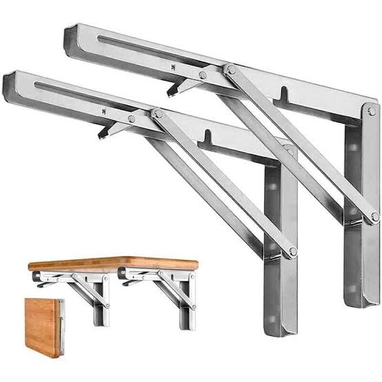 Support etagère Pliante  inox  – Pack de 2 Consoles - 41 CM - 25 CM