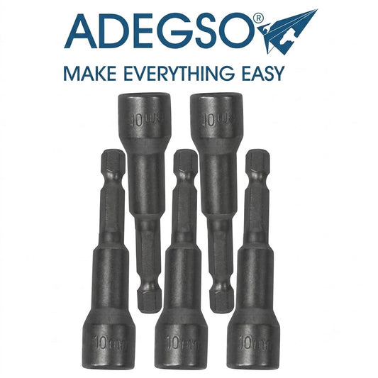 Jeu de 5 douilles magnétiques 10 × 65 mm ADEGSO AD-30058 — 5pcs Magnetic Nut Set pour visseuse compatible | SQES Tunisie
