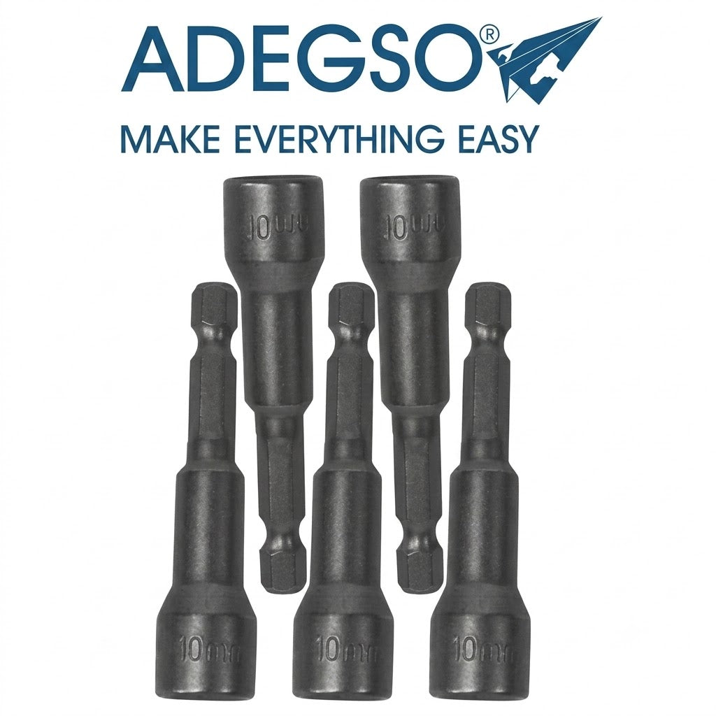 Jeu de 5 douilles magnétiques 8 × 65 mm ADEGSO AD-30057 — 5pcs Magnetic Nut Set pour visseuse compatible | SQES Tunisie
