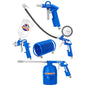 Kit pneumatique WADFOW WAX1505 de cinq accessoires pour atelier : tuyau spiralé 5 m, soufflette, pistolets peinture 600 ml et lavage 750 ml, gonfleur de pneus, sans raccord rapide | SQES Tunisie
