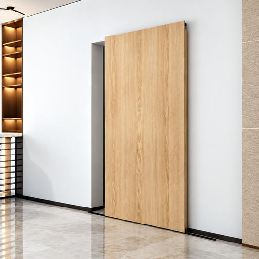 Installation d'une porte coulissante invisible avec kit QD-1688, exemple de montage et schéma