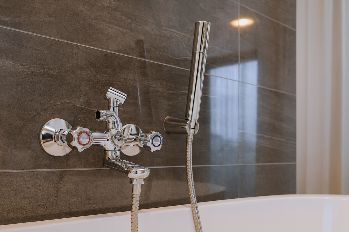 Mélangeur installé dans belle salle de bain