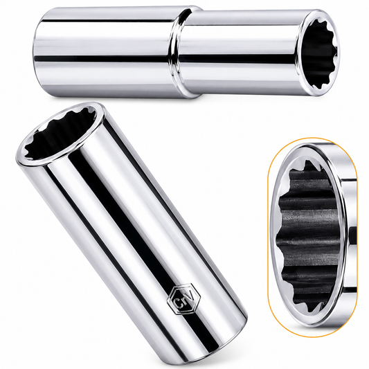 Douille Longue 1/2'' 12 Pans 16MM DIN 3121 Acier CRV Maxpower M44667 | SQES Tunisie
