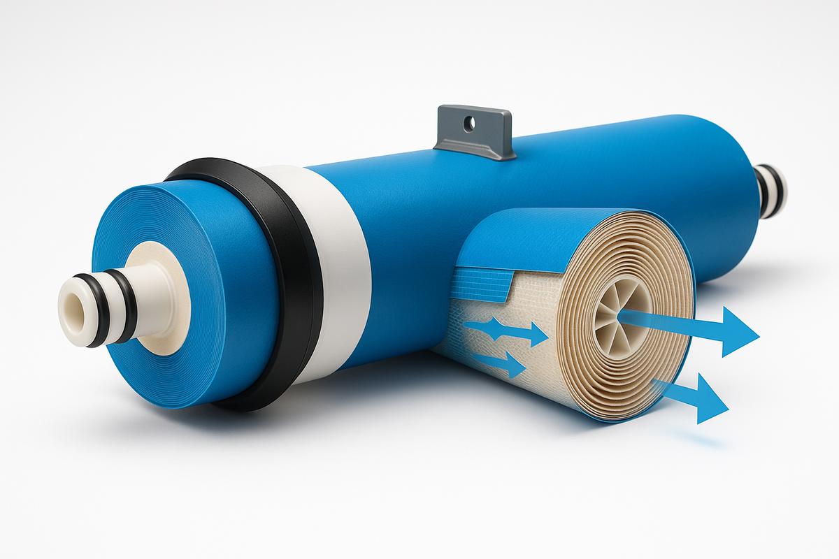 membrane bleu fait eau pure