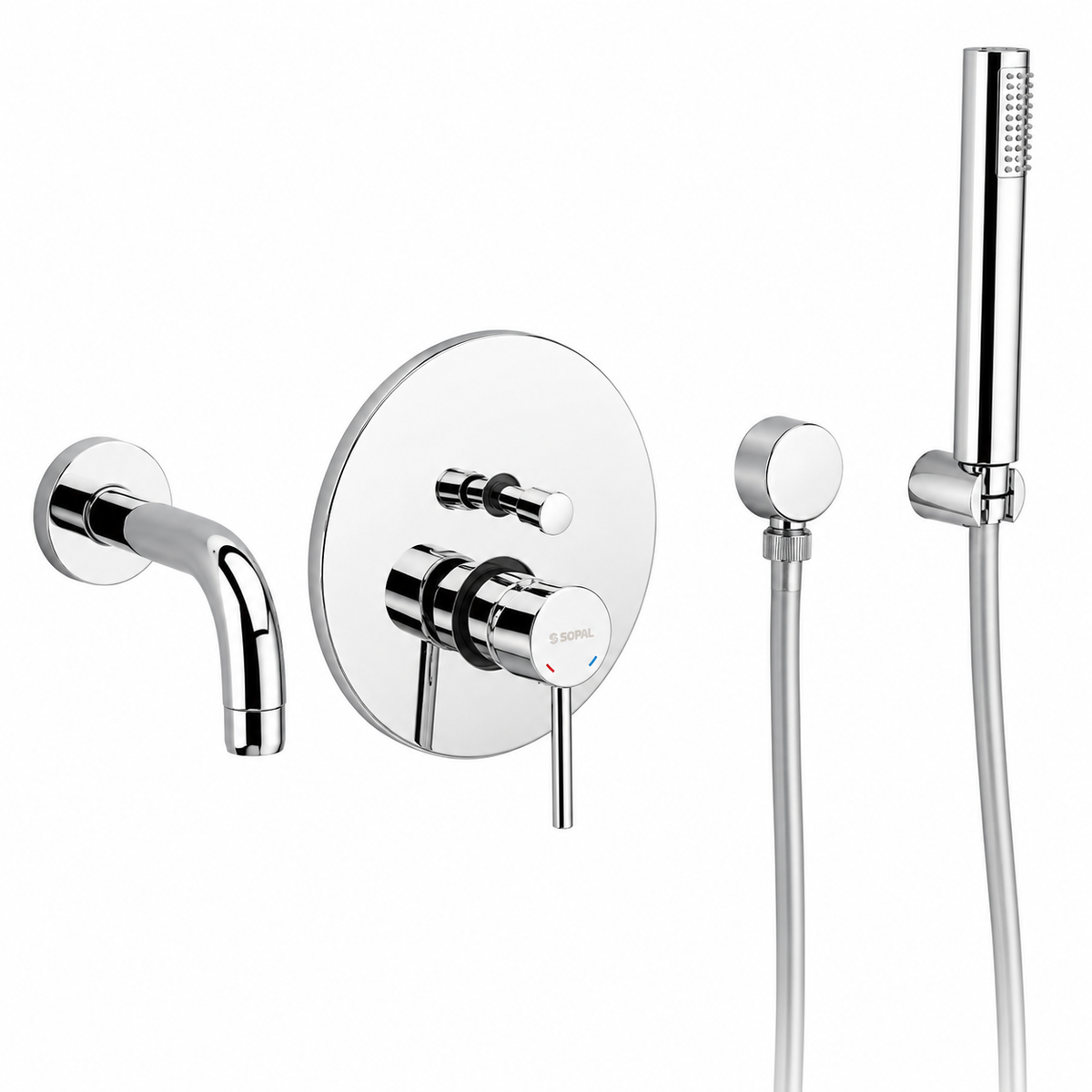 SOPAL Mitigeur de Bain/Douche Encastré Série Bizerte Réf. 06B2A04 — Inverseur Automatique Verrouillable, Air Power, Energy Saving, Water Saving, Cartouche Céramique Ø35mm, Raccordement G1/2", Chromé NF EN ISO 1456, Laiton, Garantie 5 Ans, Made in Tunisia | SQES Tunisie
