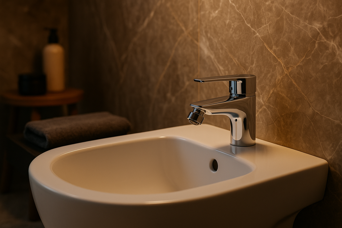 Mitigeur de bidet série Douz SOPAL - Installation créative dans un bidet moderne