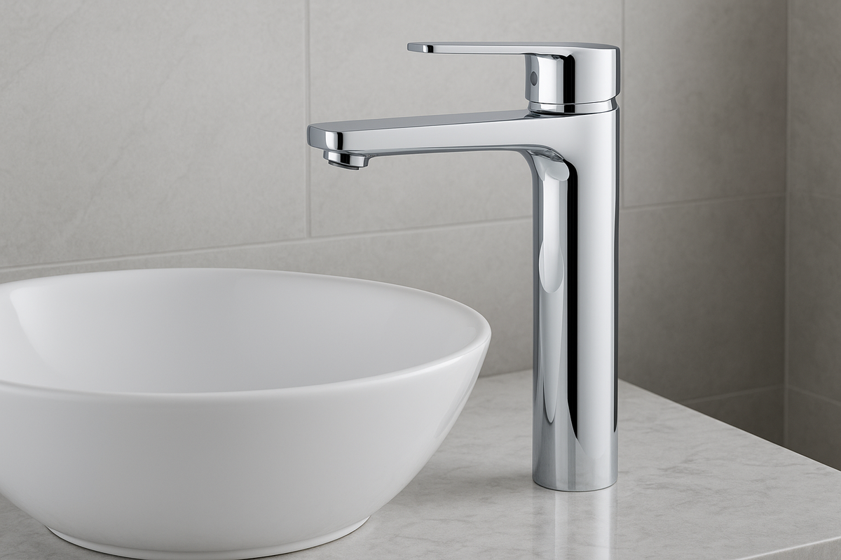 Mitigeur de lavabo long série Douz SOPAL - Vue de profil latéral