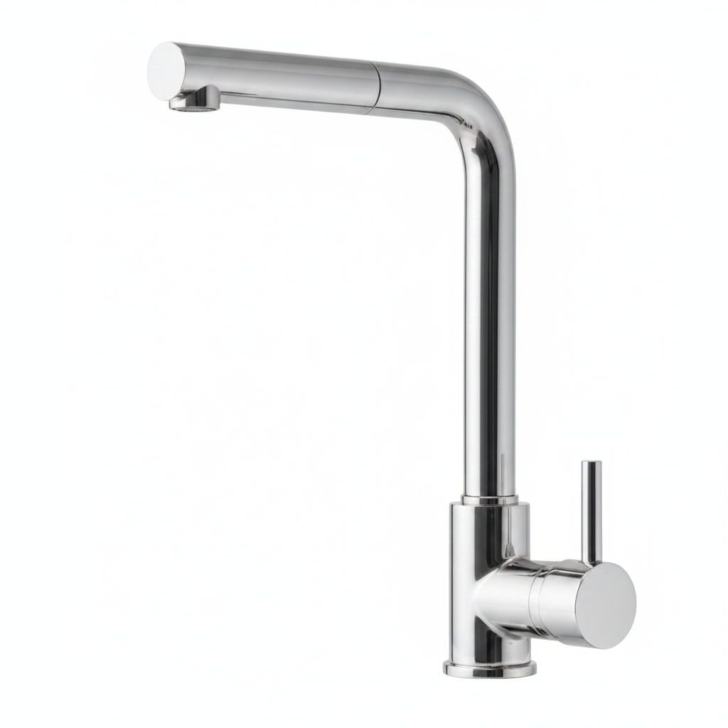 Mitigeur évier chrome FRAMO CHR 604 avec douchette extractible rétractable – 2 jets, bec 360°, cartouche céramique 40mm, testé 500 000 cycles, certification CE
