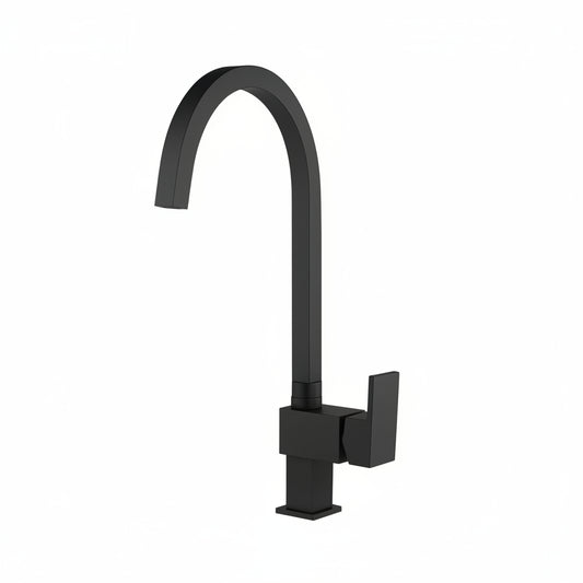 Mitigeur évier noir mat levier latéral FRAMO série E200 – commande latérale ergonomique ambidextre, cartouche céramique, anti-traces, fabrication italienne premium
