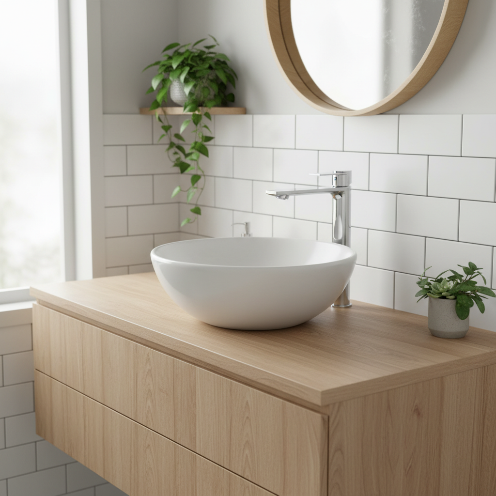 Mitigeur long sur vasque scandinave