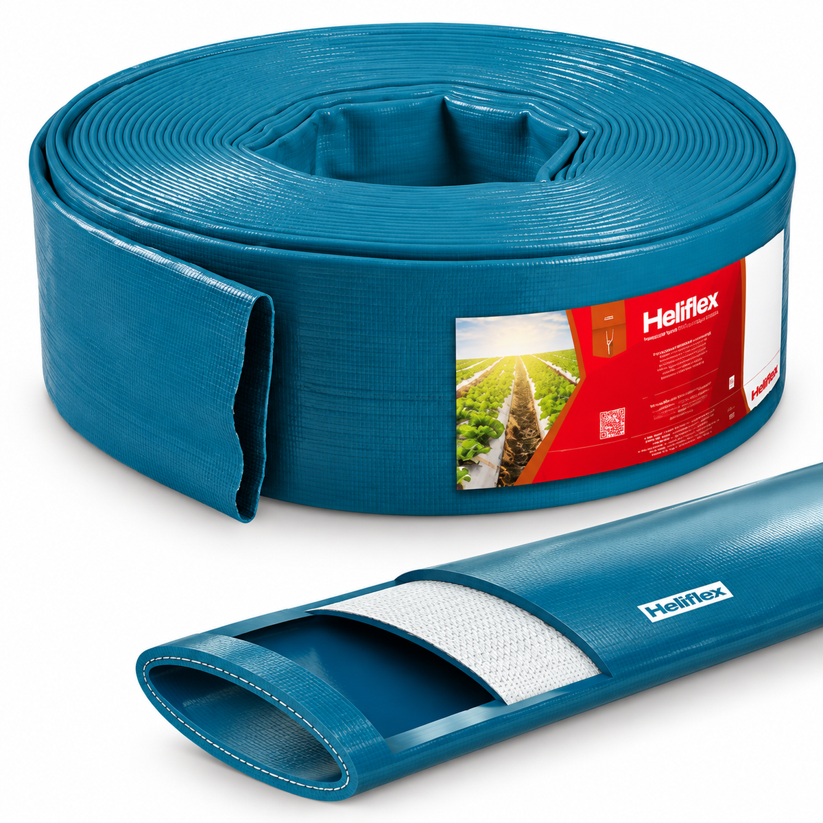 Tuyau plat MONOFLAT en rouleau complet de 50 m, disponible en dimensions 70 et 90.