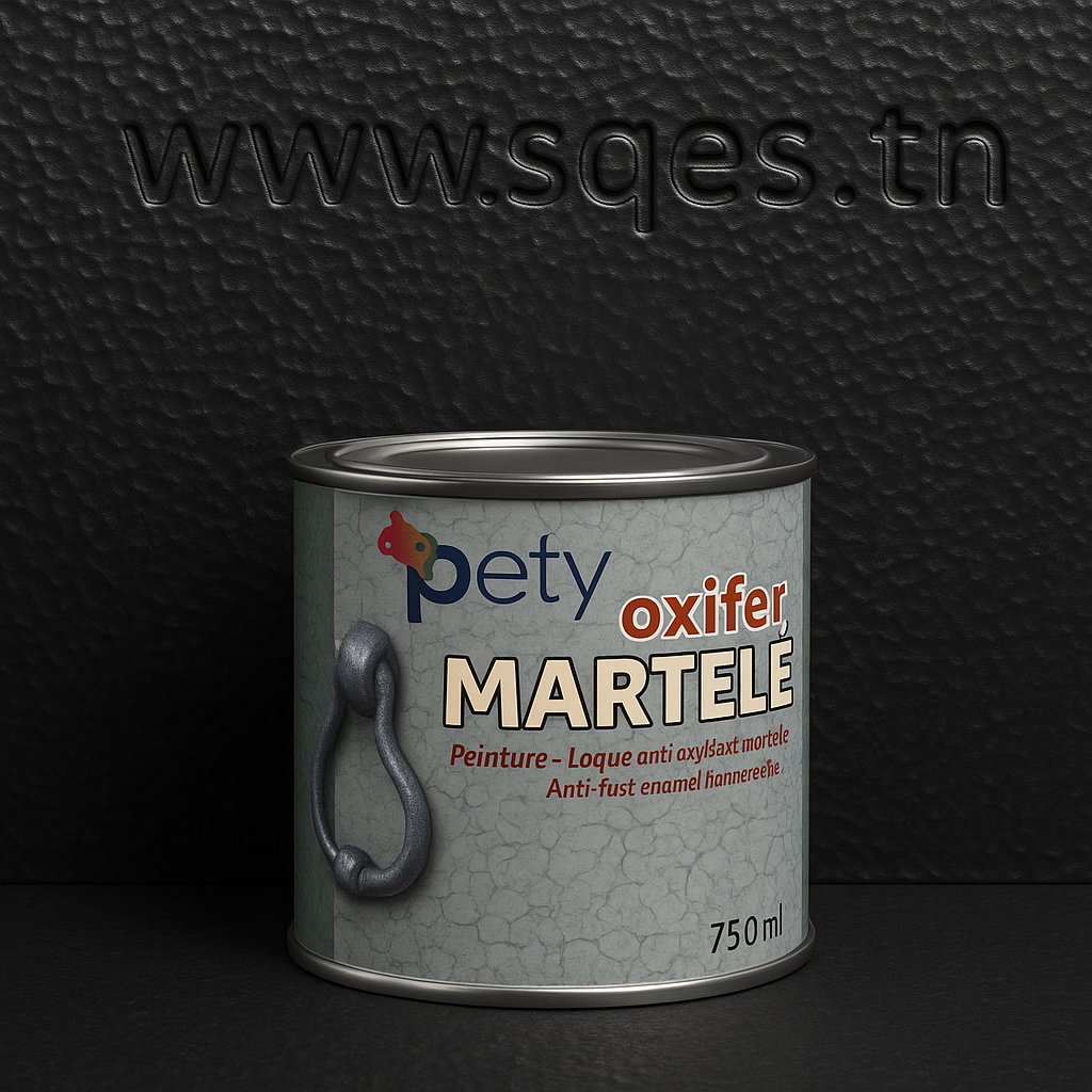 Oxifer Martelé Noir PETY 750ml – laque antioxydante 2en1 effet martelé, anti-rouille direct sur métal, finition noire sophistiquée intérieur et extérieur
