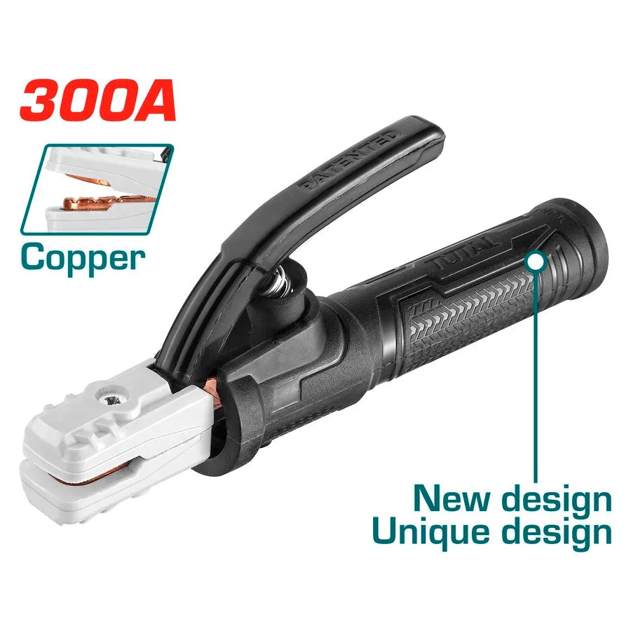 Pince porte-électrode TOTAL TWAH3006 300A – poignée isolée ergonomique, soudage léger et modéré