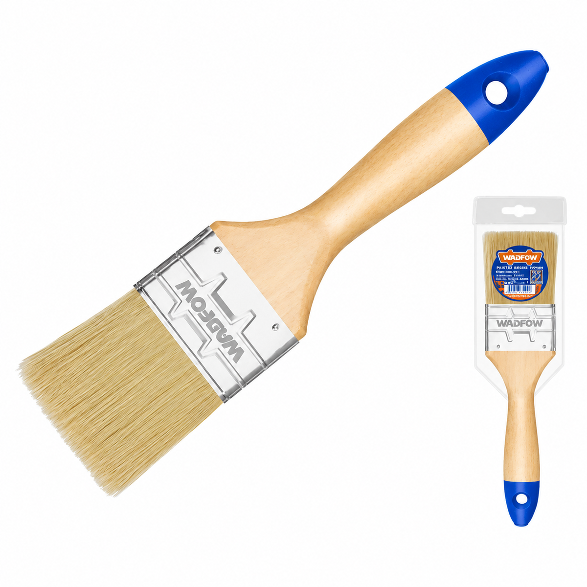 Pinceaux plats WADFOW WPB2901, WPB2915, WPB2902, WPB2925 et WPB2903 à manche bois, largeurs 25, 38, 50, 63 et 75 mm, pour peintures à base d’huile compatibles et finitions de menuiserie | SQES Tunisie
