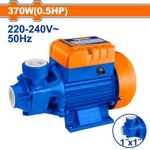 Pompe périphérique WADFOW 370W, 0.5HP, débit 30L/min, hauteur 30m, aspiration 8m, raccord 1"x1". Disponible chez SQES Ariana.