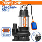 Pompe vide-cave submersible inox WADFOW WWPWA03 750 W / 1 HP, débit maximal 300 L/min, HMT maximale 13 m, sortie 2 pouces, moteur cuivre et câble 9 m, pour évacuation d’eaux sales compatibles | SQES Tunisie
