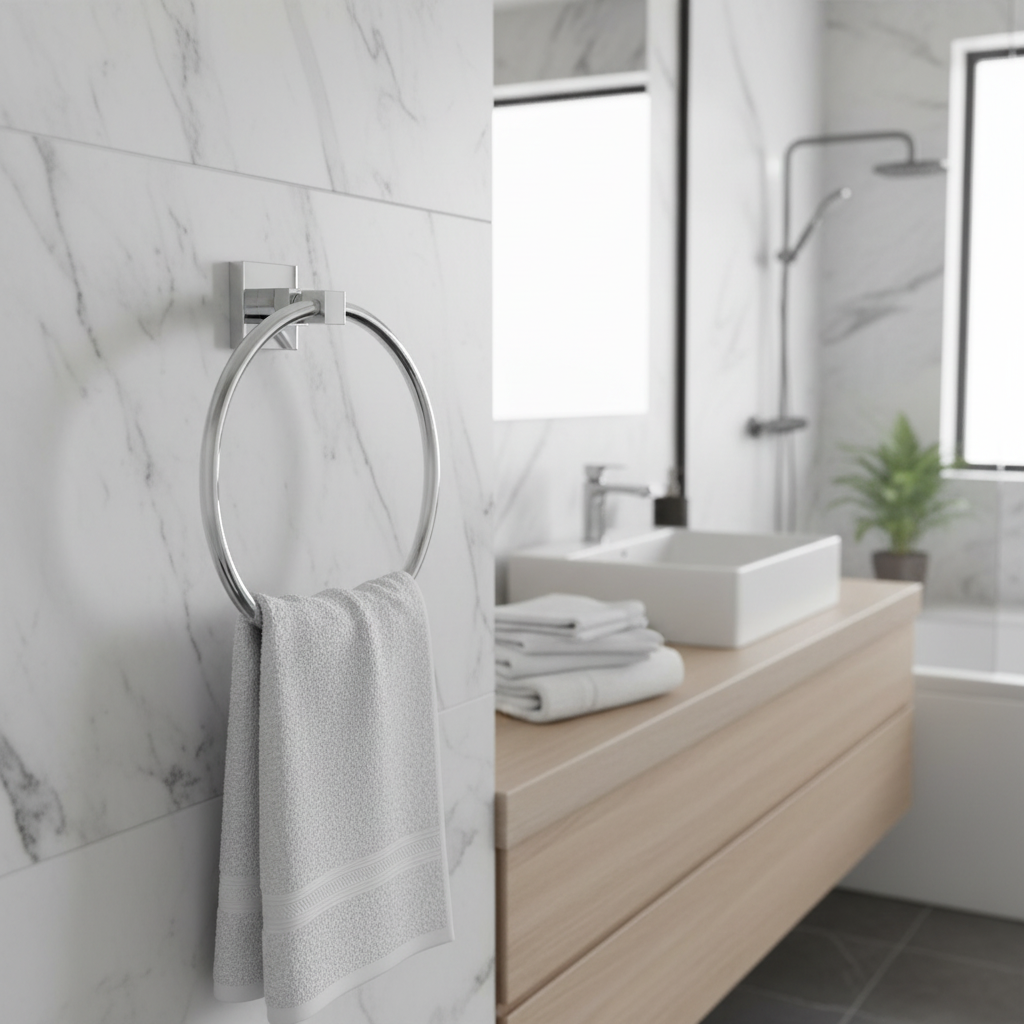 Porte-serviette Camero dans salle de bain moderne marbre