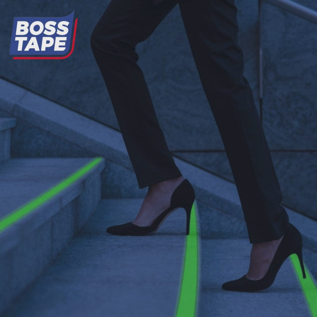 Ruban antidérapant adhésif au sol pour escaliers Phosphorescent BOSS-TAPE