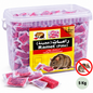 Seau transparent de RAMET Pâte LTH de 5 kg contenant des sachets de pâte raticide rose, avec illustration d’un rat