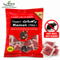Sachet rouge de raticide RAMET Pâte LTH de 100 g avec appâts roses en sachets individuels et illustrations de rat et de souris