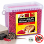 Seau transparent de RAMET Pellets LTH de 5 kg contenant des granulés raticides rouges, avec illustration d’un rat