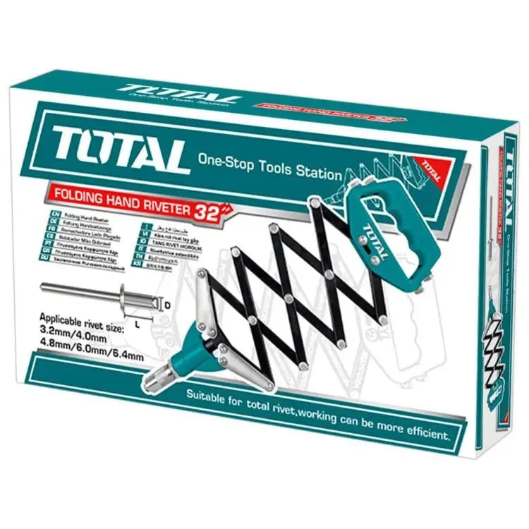 Riveteuse à Main Pliante TOTAL THT32321 815mm 32" Rivets 3.2mm 4mm 4.8mm 6mm 6.4mm Tôlerie — SQES Tunisie
