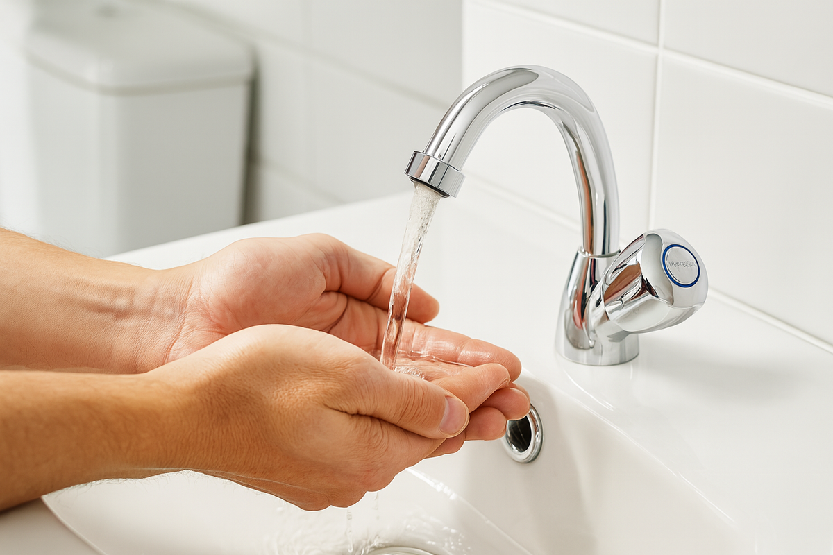Robinet de lave-mains Salakta en utilisation