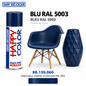 Spray peinture SARATOGA Happy Color bleu ral 5003 400 ml, référence 150.060 et rendu de couleur – illustration