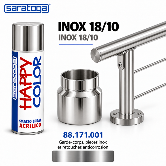 Spray SARATOGA Happy Color inox 18 10 400 ml, référence 171.001 – visuel de mise en situation décorative