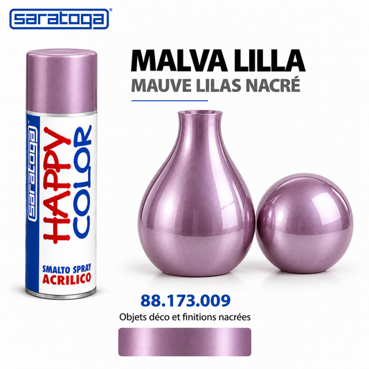 Spray SARATOGA Happy Color mauve lilas nacre 400 ml, référence 173.009 – visuel de mise en situation décorative